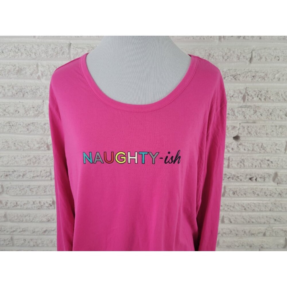 Christmas Women Top XXL Plus Pajama Pullover Naughty Ish Cotton Blend PIN42E - Picture 3 of 7